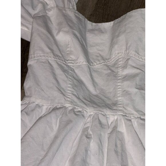 White Puff Sleeve Midi Dress With Shirred Bodice - Picture 7 of 14